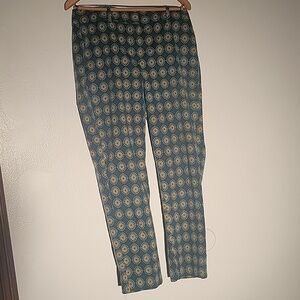 Lands End Woman's Slim Leg Drake Green Print Chino Pants, Size: 6
